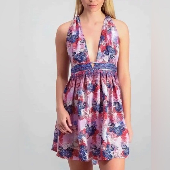 Free People Daydream Floral Butterfly Print‎ Dress Boho Festival Feminine Sz L - Picture 12 of 12